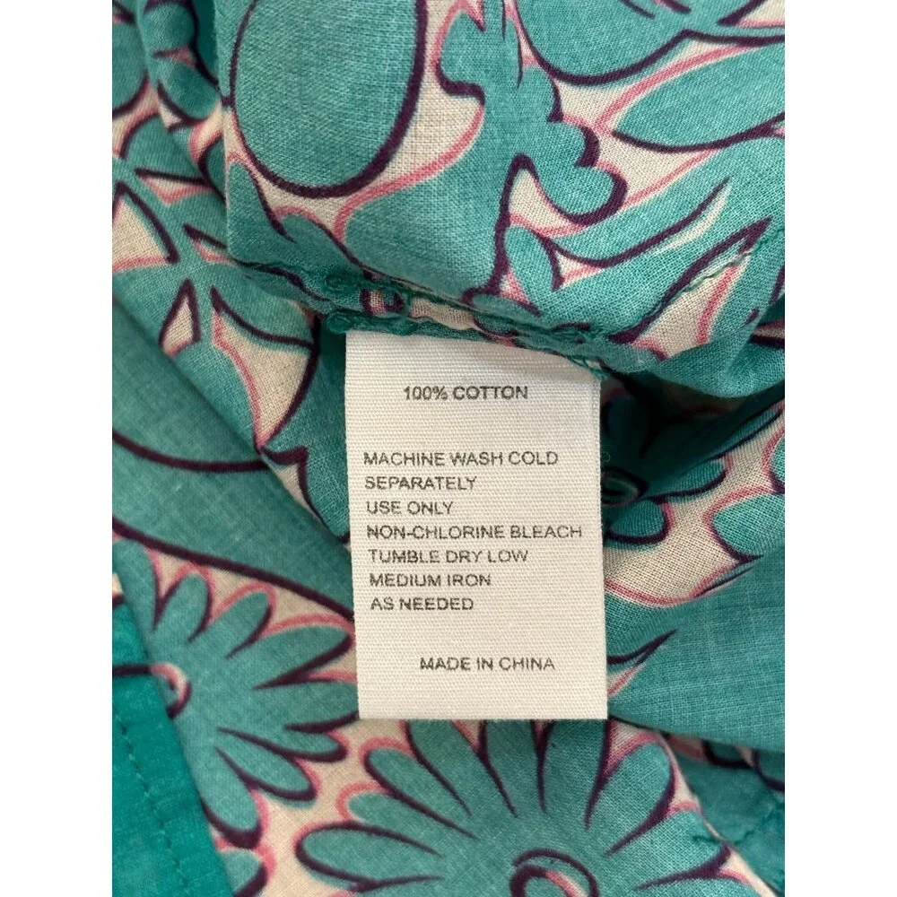 Birds of Paradis by Trovata Clover Top Thicket Blue Teal Cotton Womens Size M - Picture 9 of 9